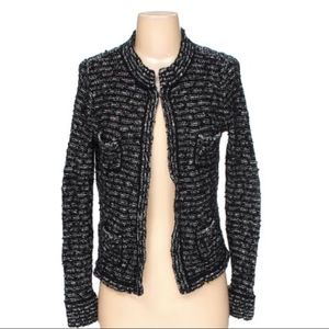 Ann Taylor LOFT Black White Marled Cardigan Blazer